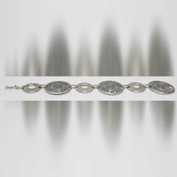 Aztec Calendar Silver Disc Bracelet VINTAGE - Picture 16 of 16